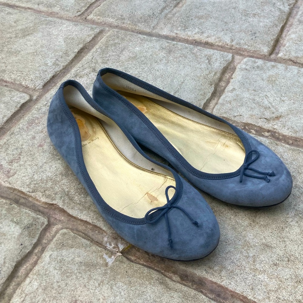 J Crew Grey Suede Ballet Flats Womens Size 9
